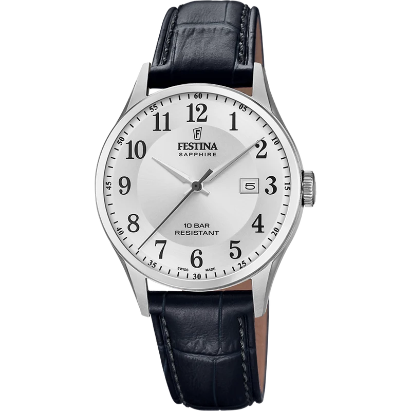 Festina F20007/1 Herrenuhr Schwarz/Silberfarben • Saphirglas • Schweizer Quarzwerk