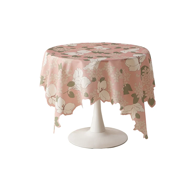 Rechteckige Tischdecke mit Olivenzweig‑Muster und gewelltem Saum