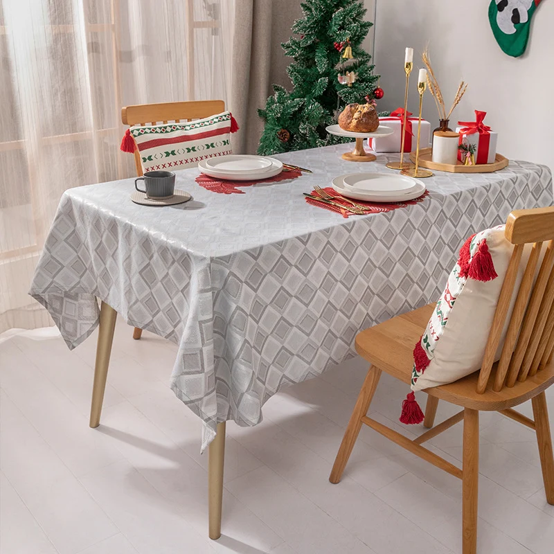 Rechteckige Jacquard-Tischdecke mit diamantgewebter Struktur