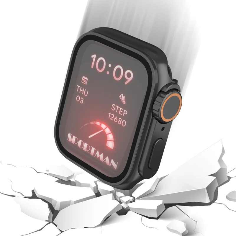 Weich Apple Watch Series 10 46mm Hülle mit Displayschutz in Glas und Silikon