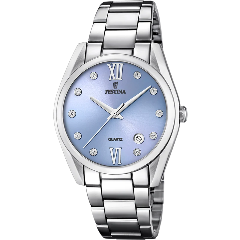 Festina Boyfriend F16790/B Damenuhr Hellblau • Mineralglas • Datumsanzeige