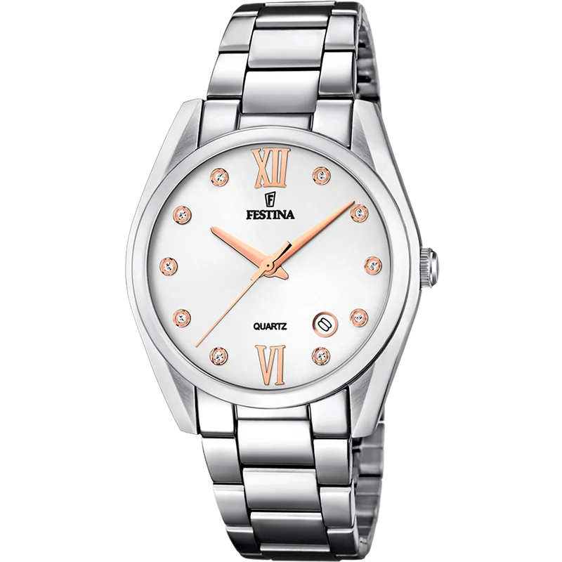 Festina Boyfriend F16790/A Damenuhr Silber • Mineralglas • Edelstahl-Armband