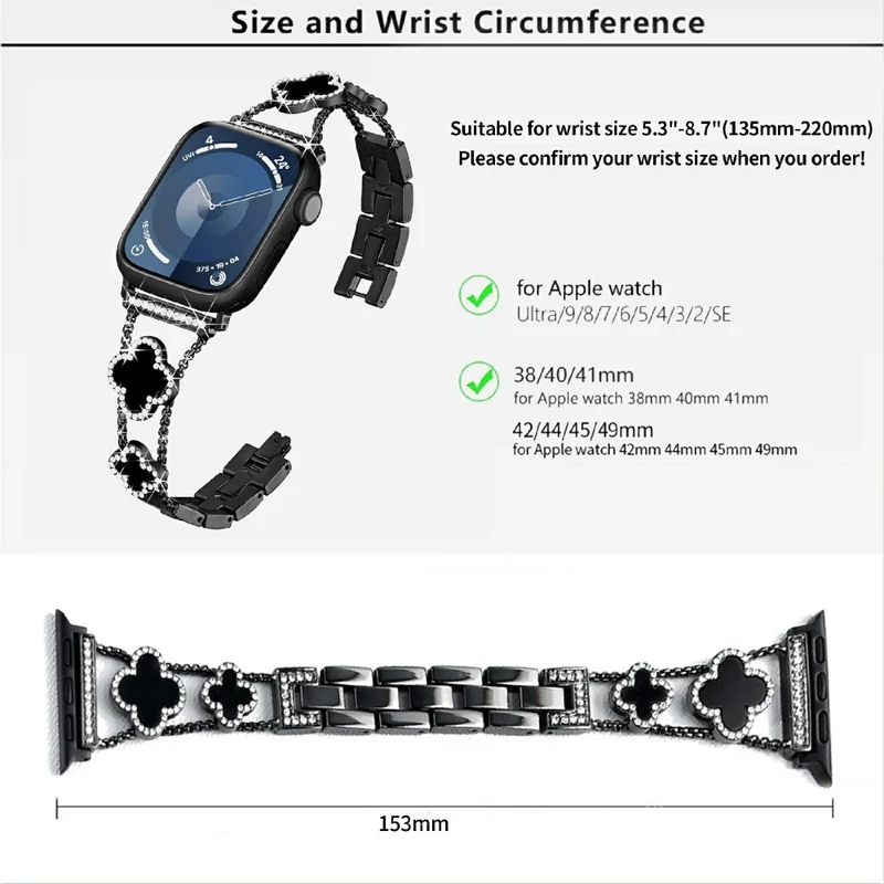 Bemerkenswert Reizvoll Apple Smartwatch Metall Und Strass Universell Armband