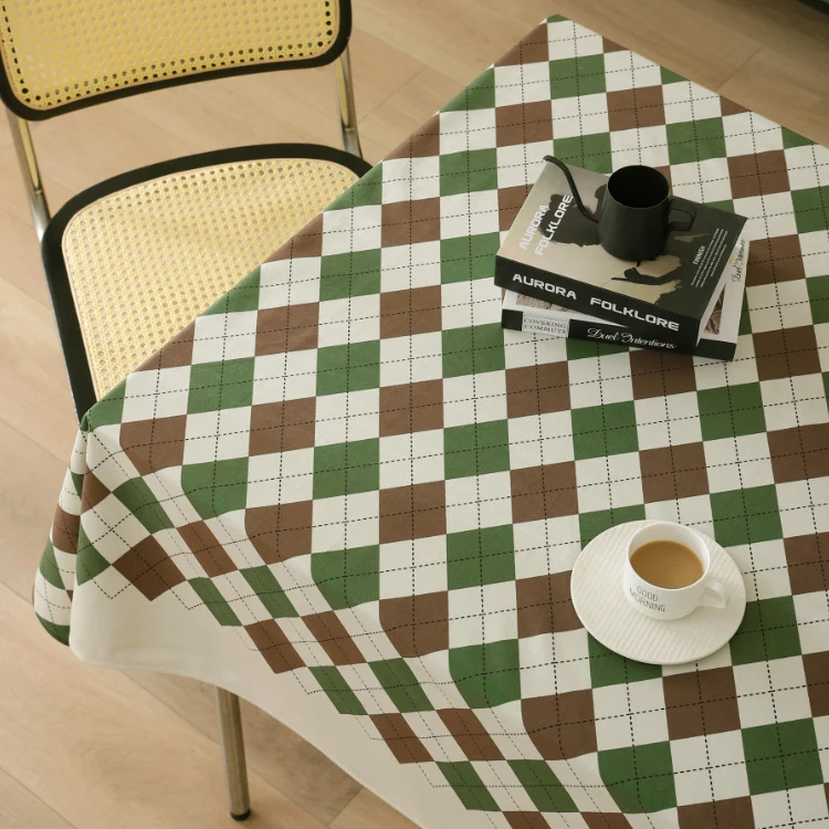 Abwaschbare PVC-beschichtete Tischdecke mit Rautenmuster