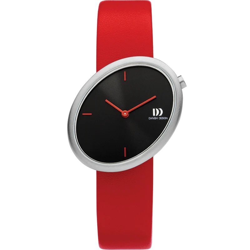 Danish Design Frihed IV24Q1284 Ellipse Armbanduhr Rot • Elliptisches Gehäuse • Mineralglas
