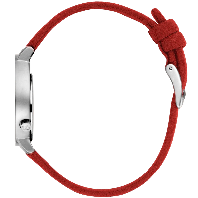 Danish Design Pico IV24Q1271 Damenuhr Rot • Exzentrisches Zifferblatt • Mikrofaser-Armband