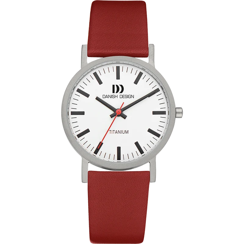 Danish Design Gløbe IQ19Q199 Rhine Medium Armbanduhr Rot • Titangehäuse • Mineralglas