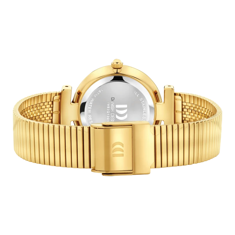 Danish Design Ava IV83Q1301 Damenuhr Grau • Mineralglas • Goldenes Edelstahlarmband