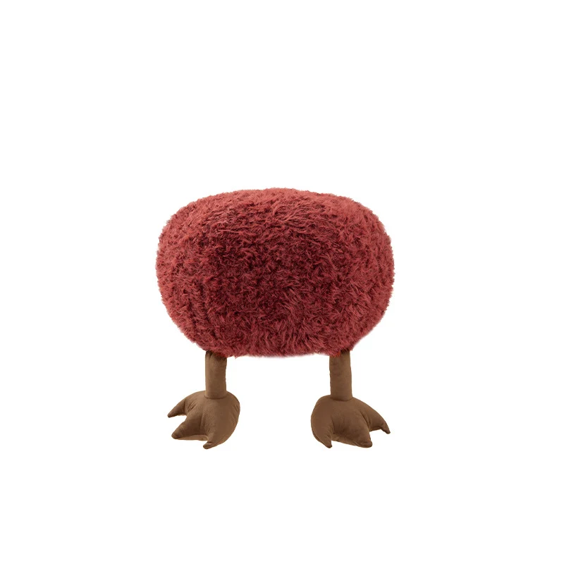 Kuscheliger Kinder-Hocker Sitzpouf mit Plüschbezug und dekorativen Tierfüßen