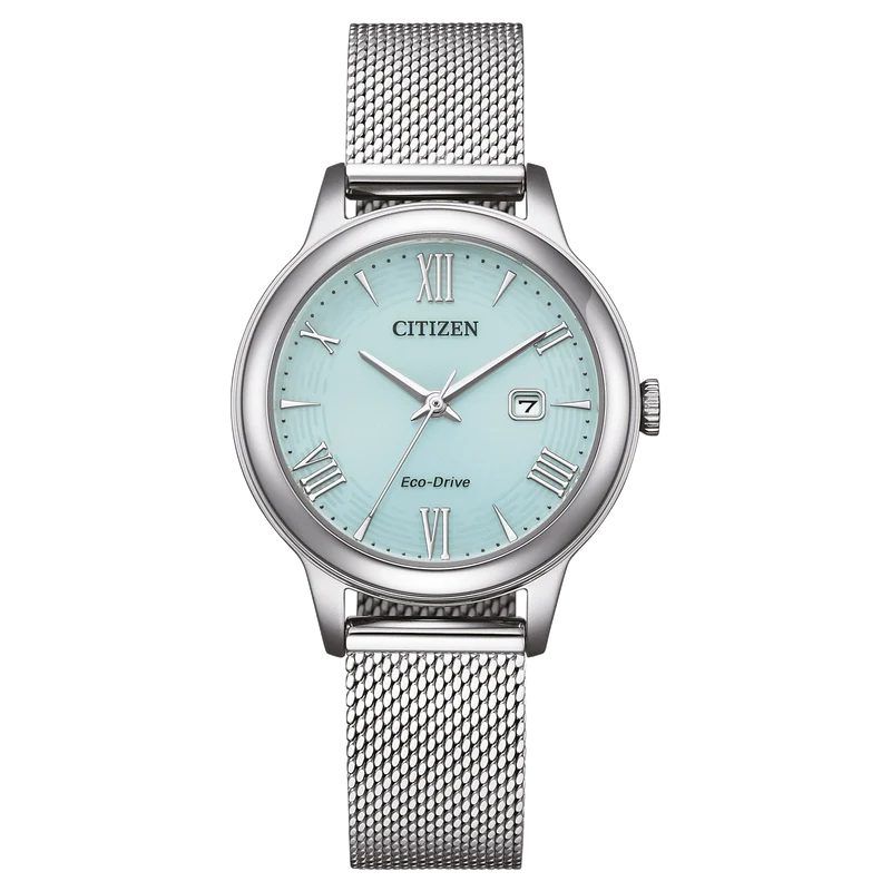 Citizen Eco-Drive Elegance EW2621-75M Damenuhr Silber • Milanaise-Armband • Saphirglas