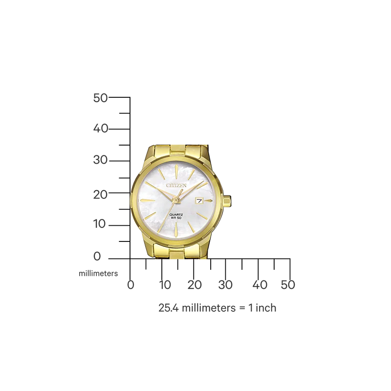 Citizen EU6072-56D Elegance Damenuhr Weiß • Quarzwerk mit Datumsanzeige • Goldfarben