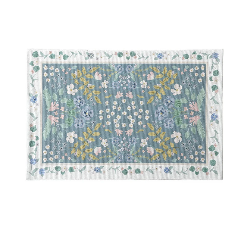 Flachgewebter Baumwollläufer mit feinem floralen Medaillon‑Dekor und dekorativer Bordüre