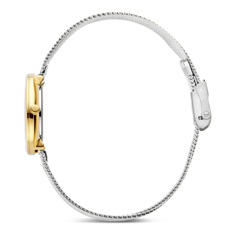 Danish Design Pure IV65Q1307 Amelia Ripple Damenuhr Bicolor • Milanaise-Armband • Mineral-Uhrenglas