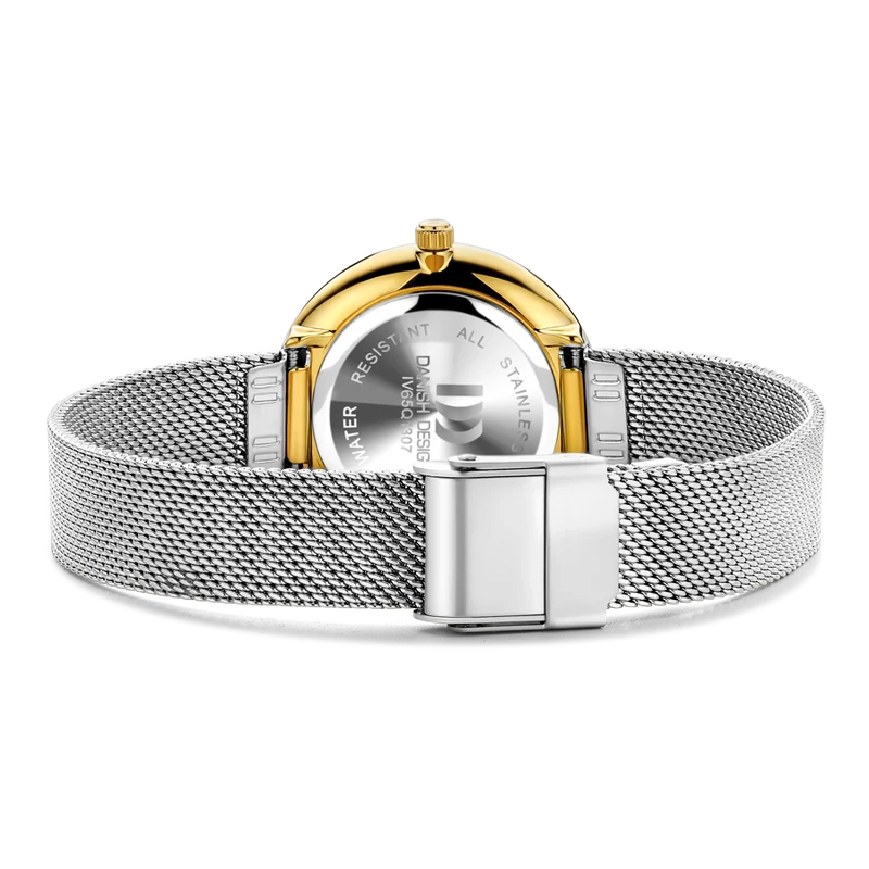 Danish Design Pure IV65Q1307 Amelia Ripple Damenuhr Bicolor • Milanaise-Armband • Mineral-Uhrenglas