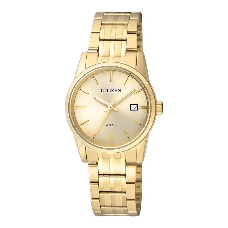 Citizen EU6002-51P Damenuhr Champagner • Quarzwerk mit Datumsanzeige • Edelstahlgehäuse vergoldet