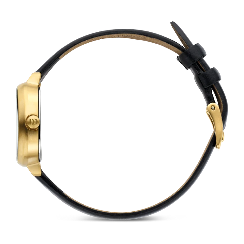 Danish Design Elvsten IV15Q1305 Damen Armbanduhr Schwarz-Gold • Schwarzes Zifferblatt • Skandinavisches Design