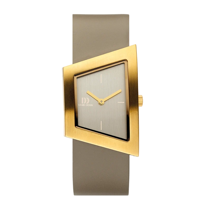 Danish Design Frihed IV15Q1207 Squeezy Damenuhr Gold • Mineralglas • Lederarmband