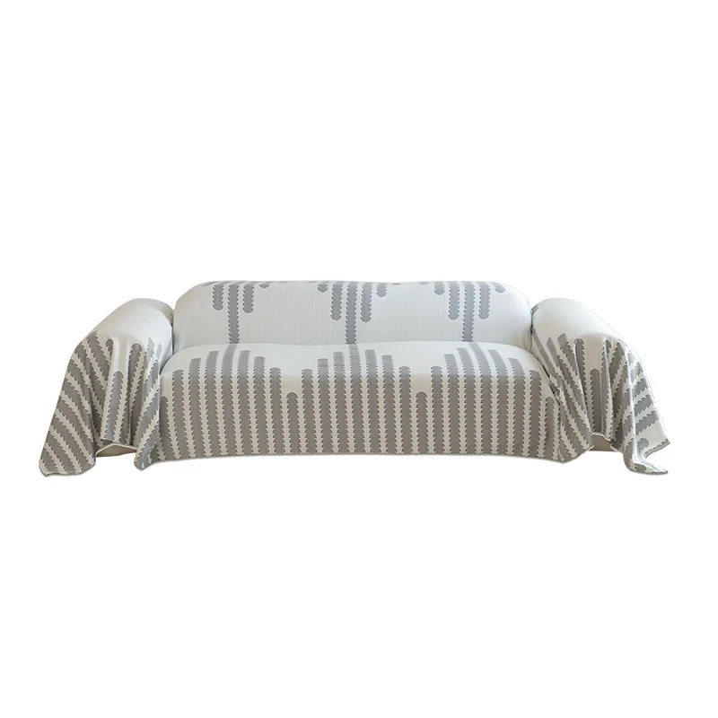 Elastischer Sofaüberwurf aus Jacquard‑Baumwollmischgewebe mit grafischem Reliefmuster