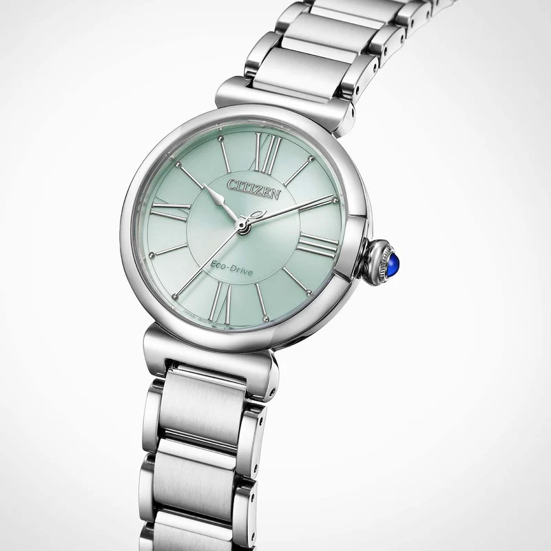 Citizen L EM1070-83L Damenuhr Grün • Eco-Drive Saphirglas • Edelstahlarmband