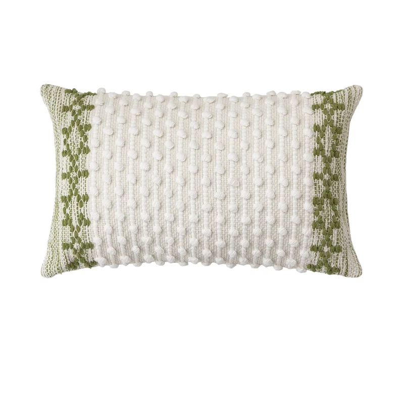 Gewebtes Boho-Dekokissen mit Quasten, Tuft-Relief und handgefertigten Details