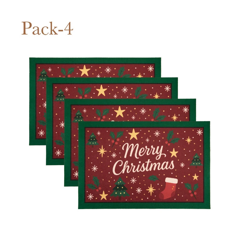 Weihnachts-Fußmatte mit Schriftzug und Stechpalmenmotiv