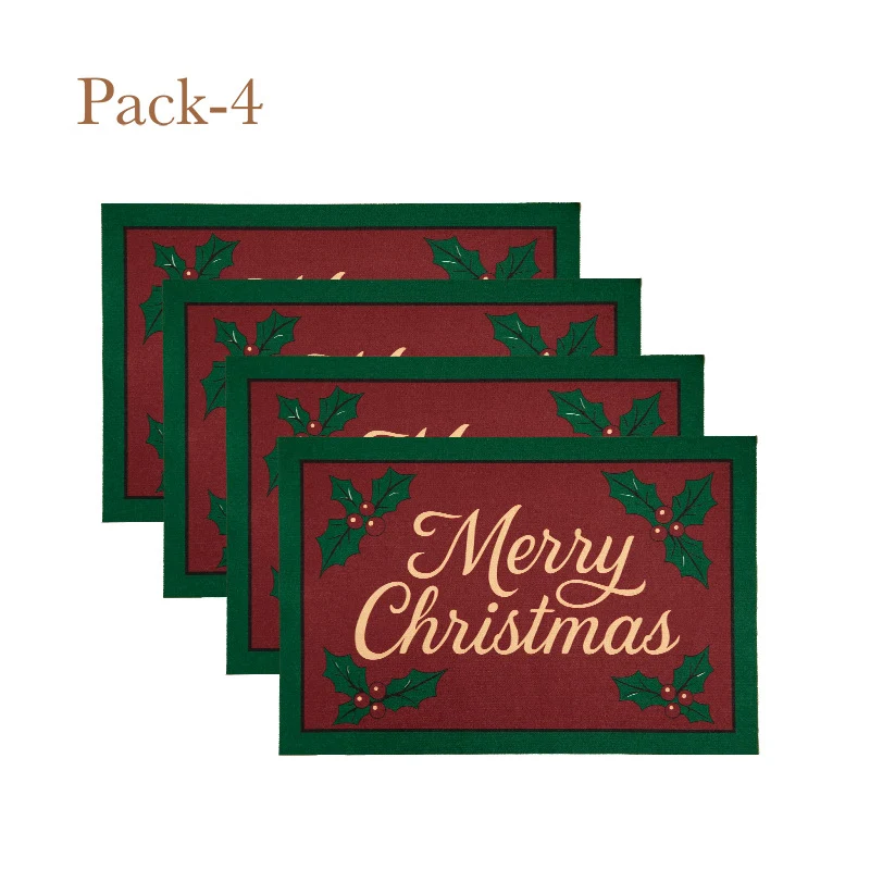 Weihnachts-Fußmatte mit Schriftzug und Stechpalmenmotiv