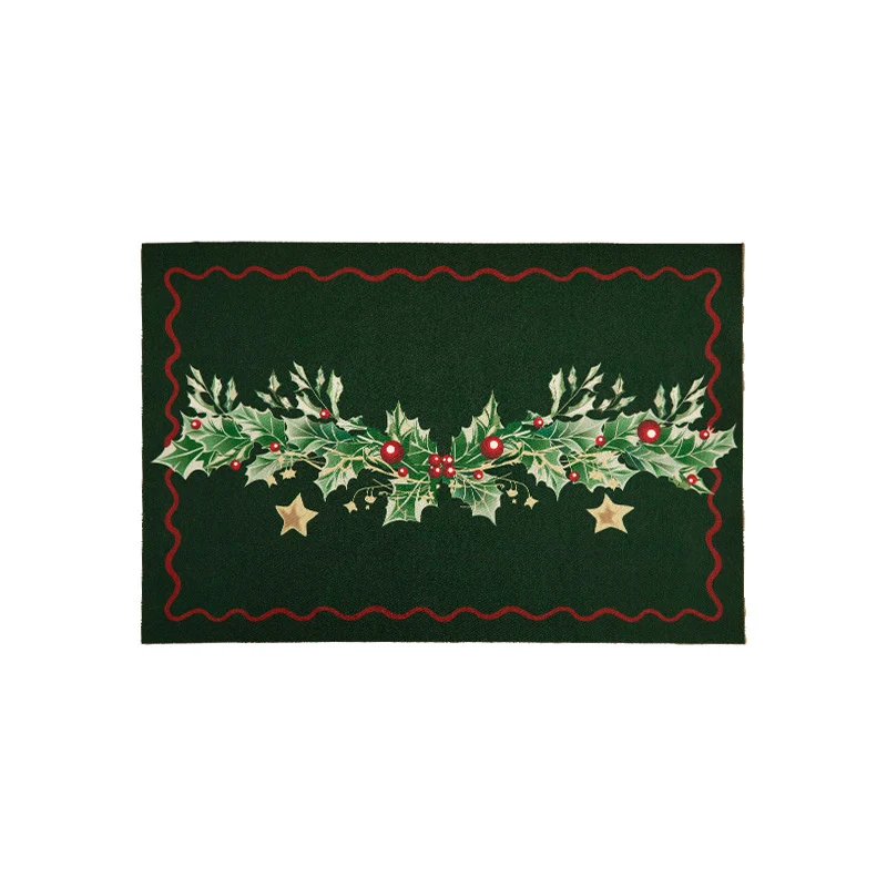 Weihnachts-Fußmatte mit Schriftzug und Stechpalmenmotiv