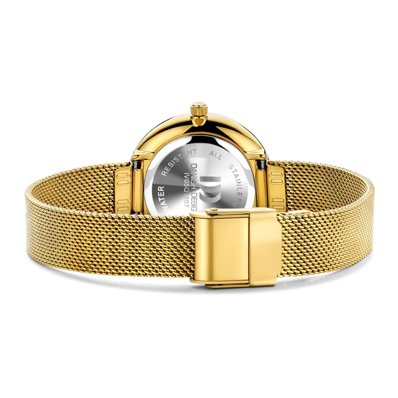 Danish Design Amelia Ripple IV05Q1307 Damenuhr Gold • Milanaise-Armband • Mineraluhrenglas