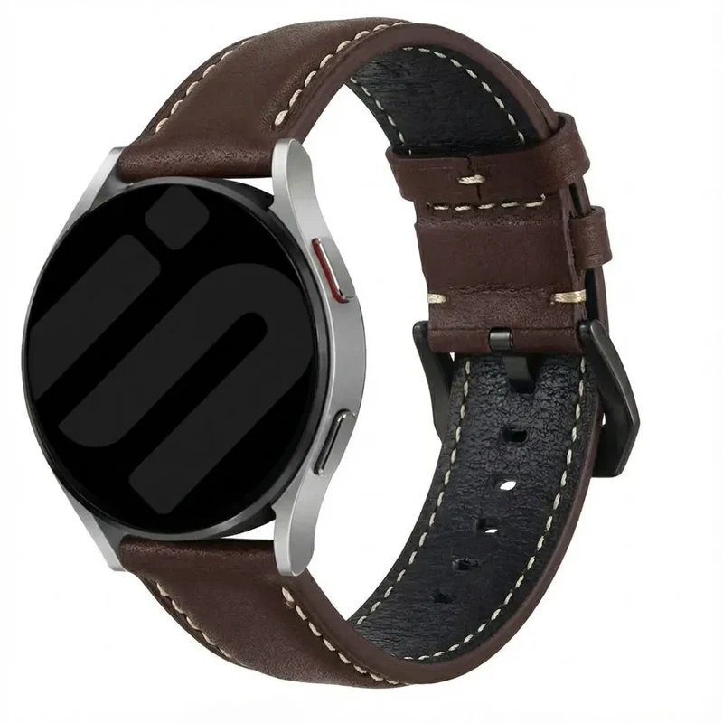 Stahlgear Zeus Glänzendes Lederarmband (Kaffeebraun)