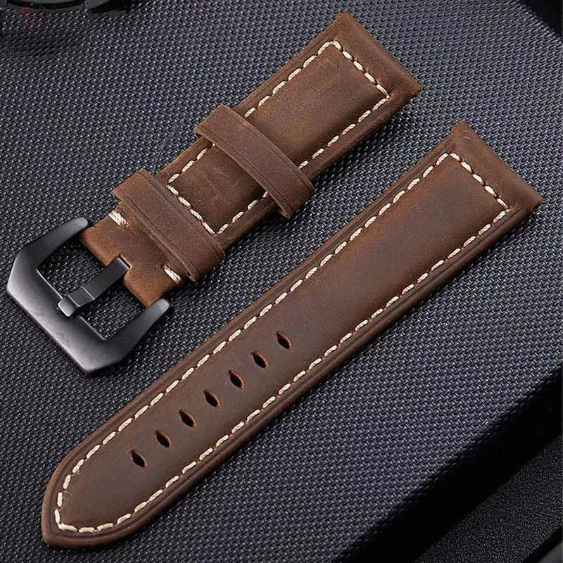 Stahlgear Zeus Glänzendes Lederarmband (Kaffeebraun)