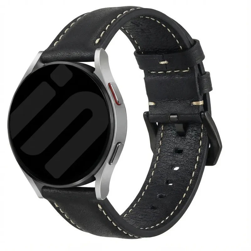Stahlgear Zeus Glänzendes Lederarmband (Schwarz)