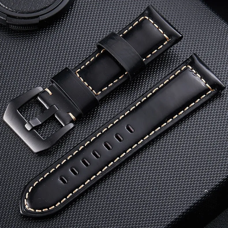 Stahlgear Zeus Glänzendes Lederarmband (Schwarz)