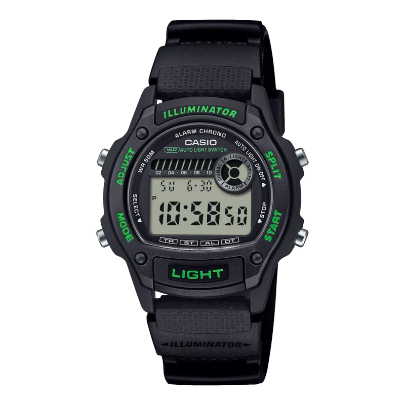 Casio Timeless W-220H-1A3VEF Herrenuhr • Bio-Resin Armband • Weltzeit & Stoppuhr