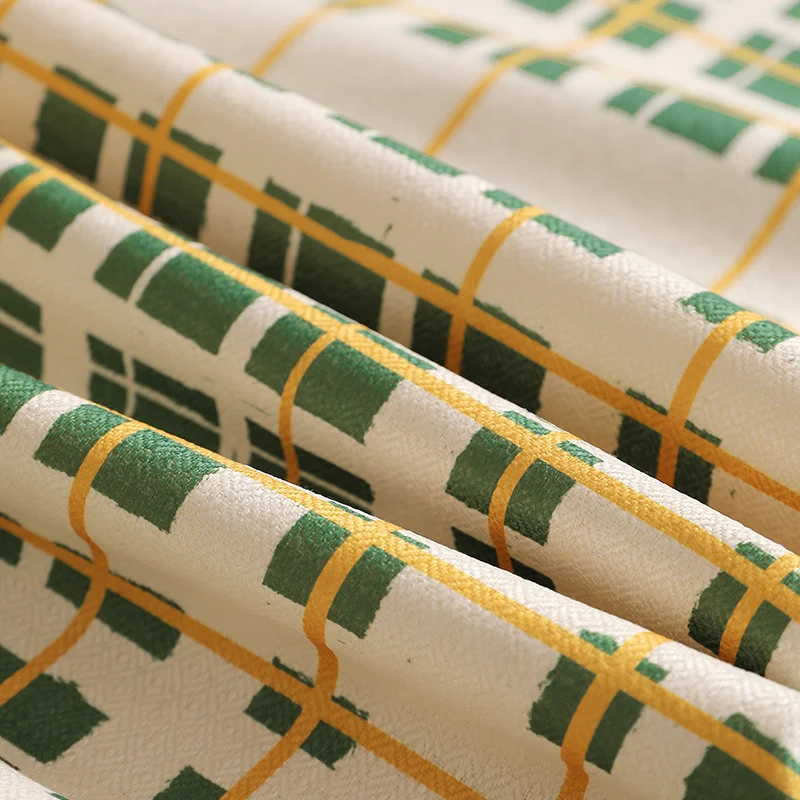 Leichte Baumwoll‑Leinen Tischdecke mit kariertem Gittermuster und pflegeleichter Oberfläche