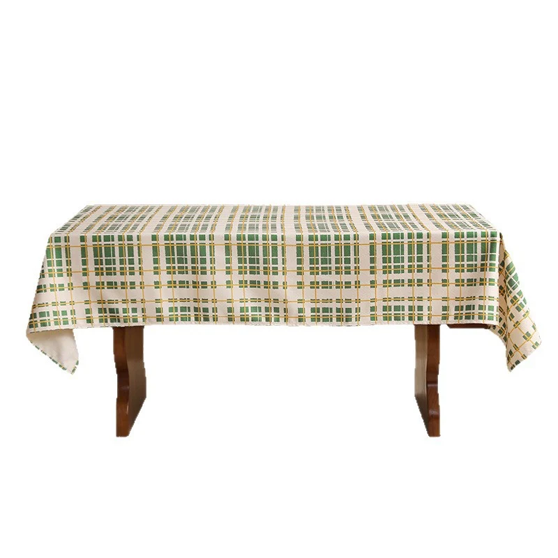 Leichte Baumwoll‑Leinen Tischdecke mit kariertem Gittermuster und pflegeleichter Oberfläche