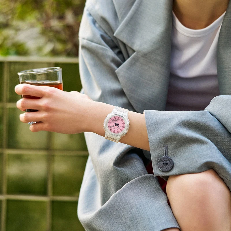 Casio GMA-P2100SR-7AER G-Shock Classic Armbanduhr Transparent/Rosa • Ana-Digi-Anzeige • Stoßfest & wasserdicht