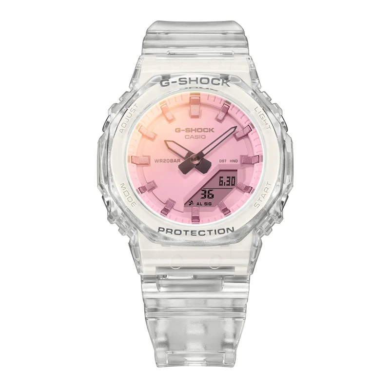 Casio GMA-P2100SR-7AER G-Shock Classic Armbanduhr Transparent/Rosa • Ana-Digi-Anzeige • Stoßfest & wasserdicht