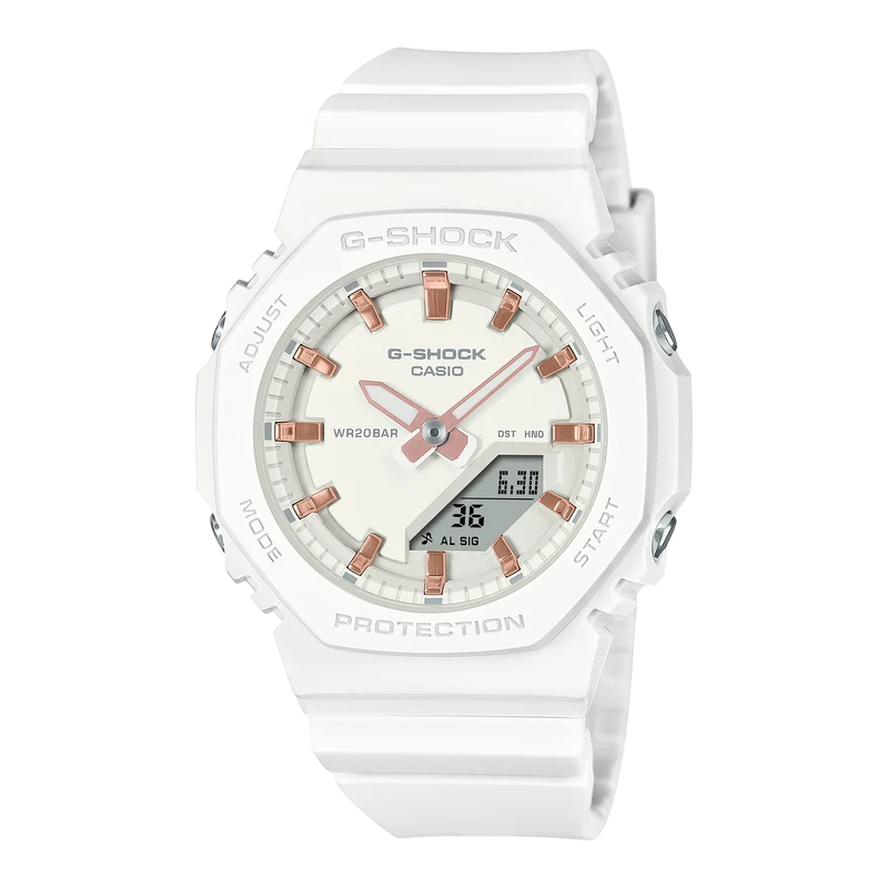 Casio GMA-P2100M-7AER G-Shock Classic Damen Armbanduhr Weiß • Bio-Harz Armband • 20 BAR wasserdicht
