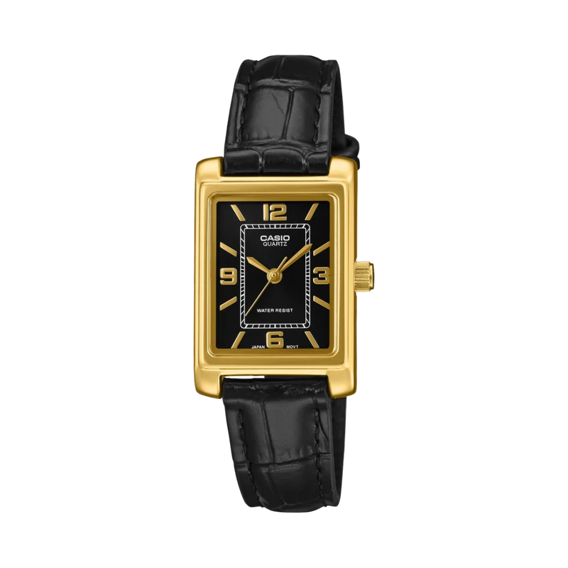 Casio Timeless LTP-1234PGL-1AEF Damen Armbanduhr Gold • Tonneau-Gehäuse • Mineralglas