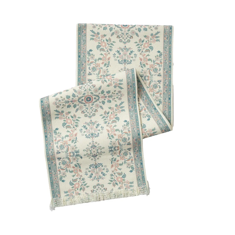 Gewebter Läufer mit vintage‑orientalischem Blumenmuster und Fransen