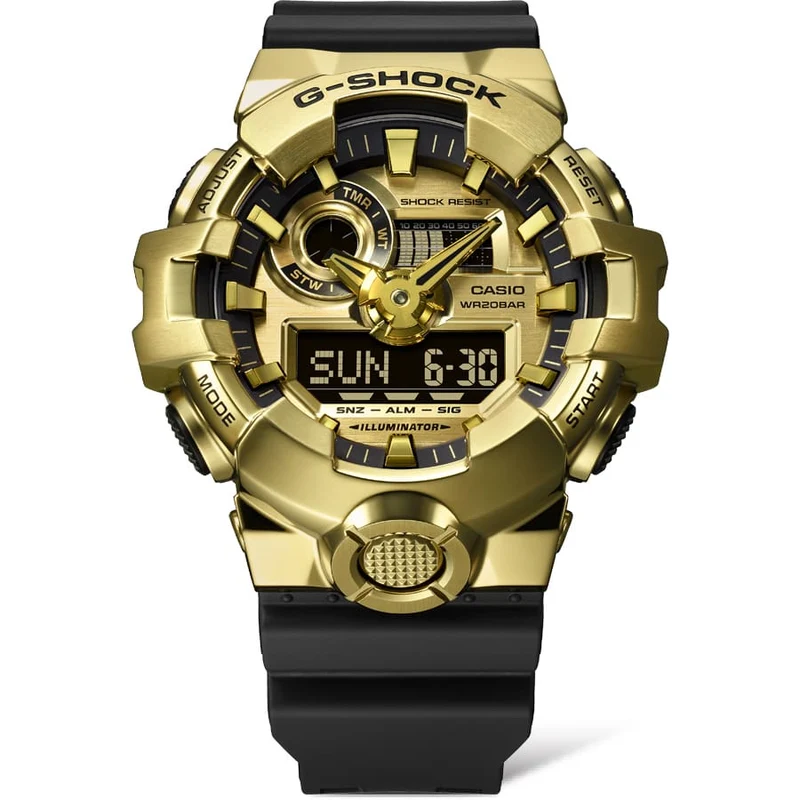 Casio GM-700G-9AER G-Shock Classic Herrenuhr Schwarz-Gold • Edelstahlgehäuse mit Goldionenbeschichtung • Analog-Digital-Kombizifferblatt