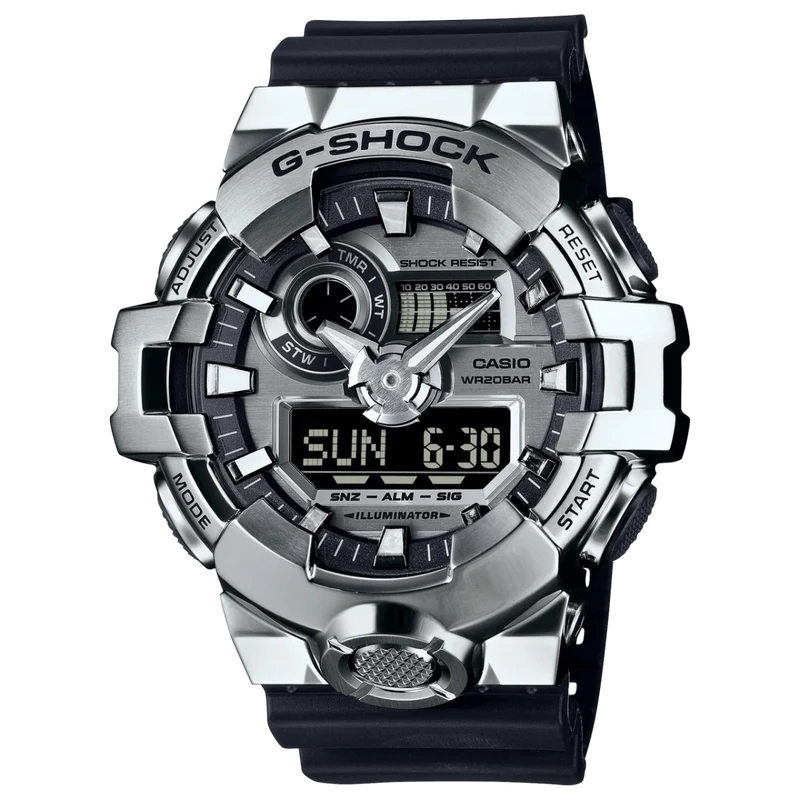Casio GM-700-1AER G-Shock Classic Herrenuhr Schwarz • Analog-Digital • Edelstahl-Lünette