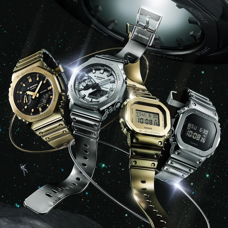 Casio GM-5600YMG-9ER G-Shock Armbanduhr Goldfarben • Metalllünette aus Edelstahl • Wasserdicht bis 20 bar