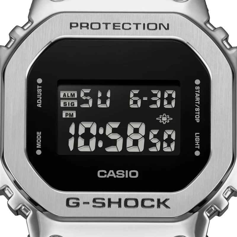 Casio GM-5600U-1ER G-Shock Herrenuhr Schwarz • Gehäuse aus Resin/Edelstahl • Invertiertes LCD-Display