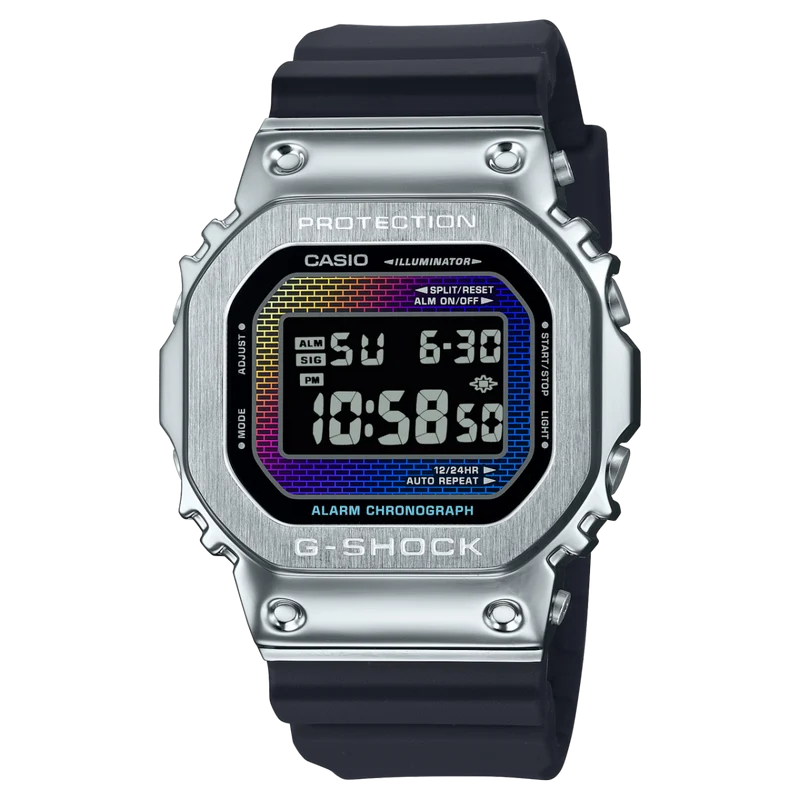 Casio GM-5600RW-1ER Herren G-Shock G-Steel • Regenbogen-Dampfbeschichtung • Stoßfestes Edelstahlgehäuse