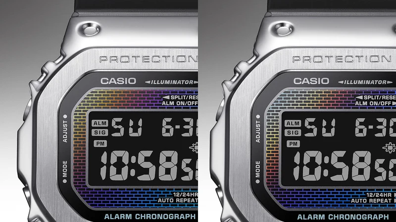 Casio GM-5600RW-1ER Herren G-Shock G-Steel • Regenbogen-Dampfbeschichtung • Stoßfestes Edelstahlgehäuse