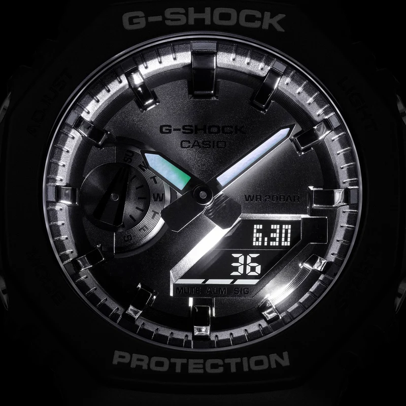 Casio GA-2100SB-1AER G-Shock Classic Herrenuhr Silber • Carbon Core Guard • 20 BAR wasserdicht