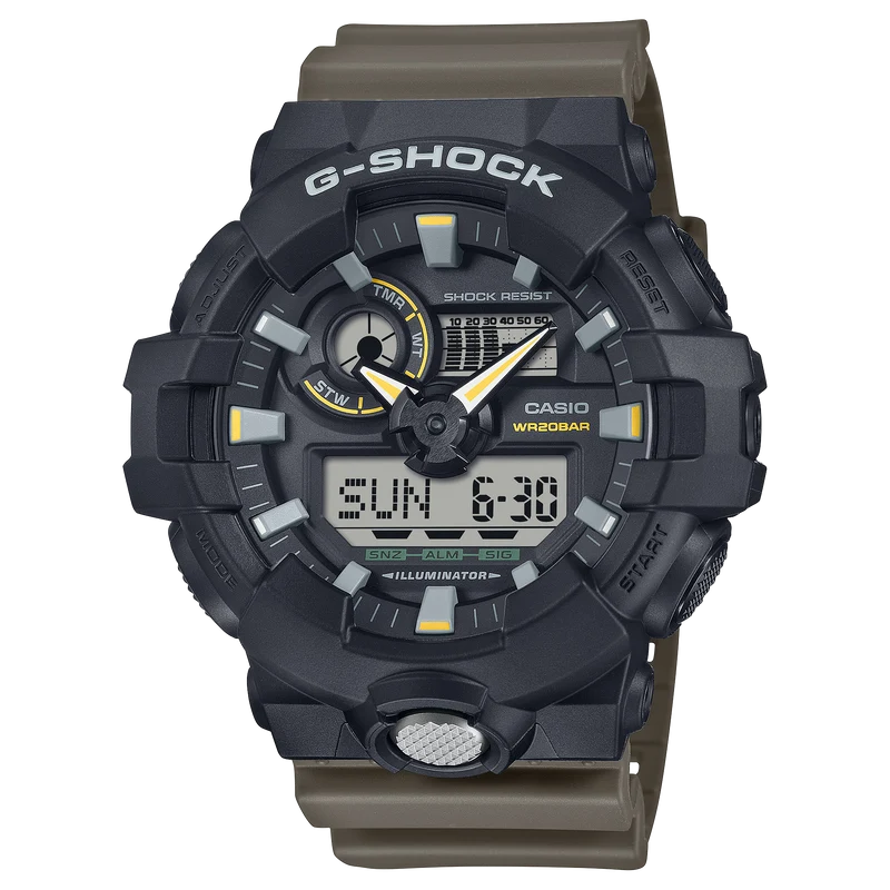 Casio GA-710TU-1A3ER G-Shock Classic Herrenuhr Beige • Stoßfest & 20 bar • Analog-Digital