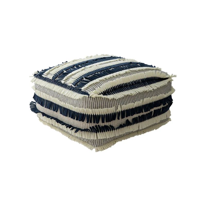 Boho-Pouf Bodenkissen mit strukturierter Fransenoberfläche