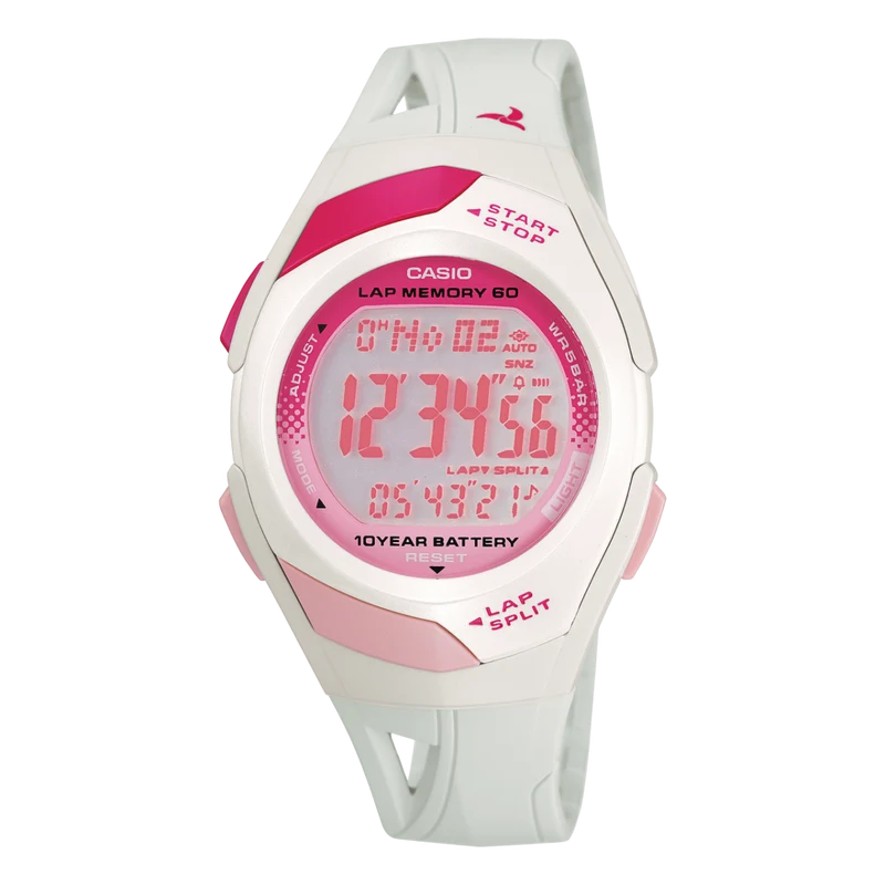 Casio STR-300-7EG Damenuhr Timeless Collection Weiß • Stoppuhr mit 60-Runden-Speicher • 10-Jahres-Batterie